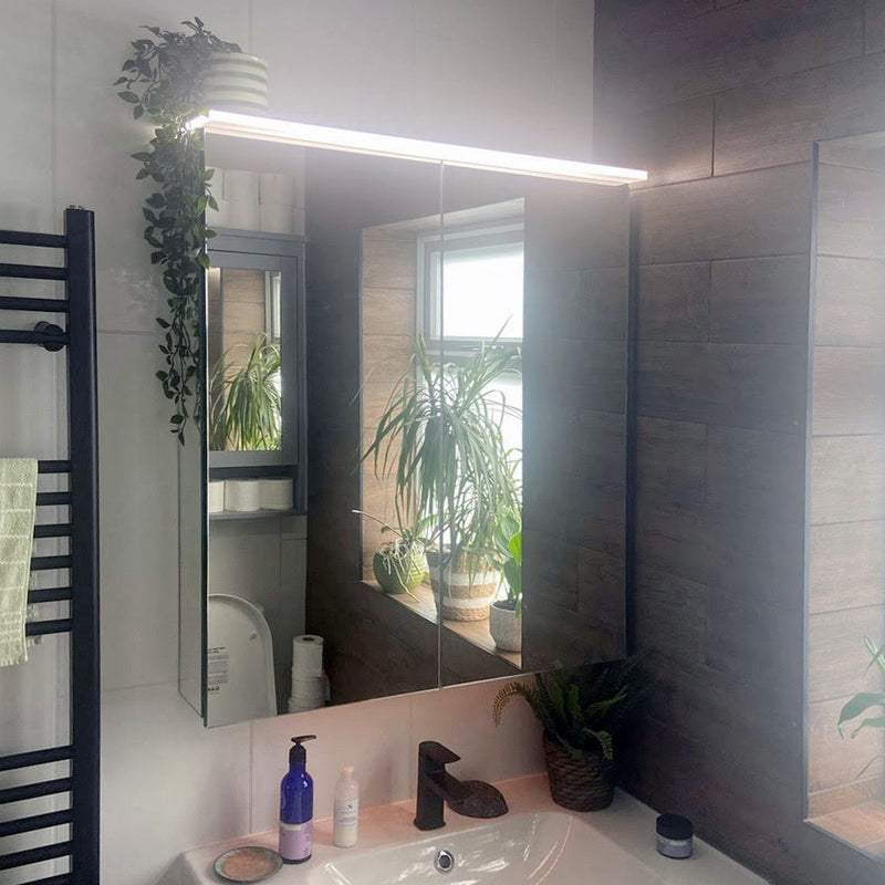 W:800mm x H:980mm Black top-light cabinet with underlighting
