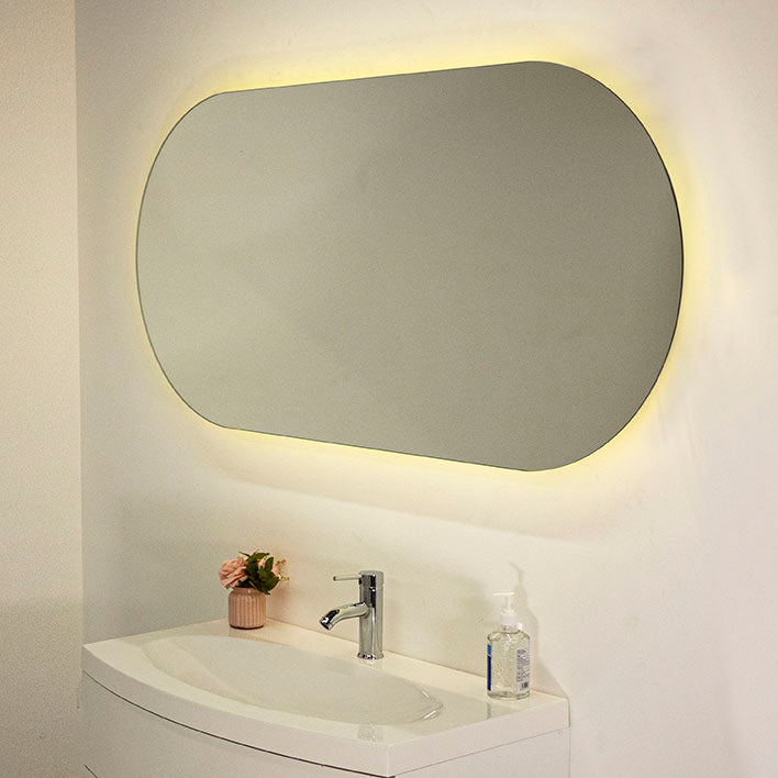 Large 1500mm Pill Shape mirror with simple aesthetic backlighting