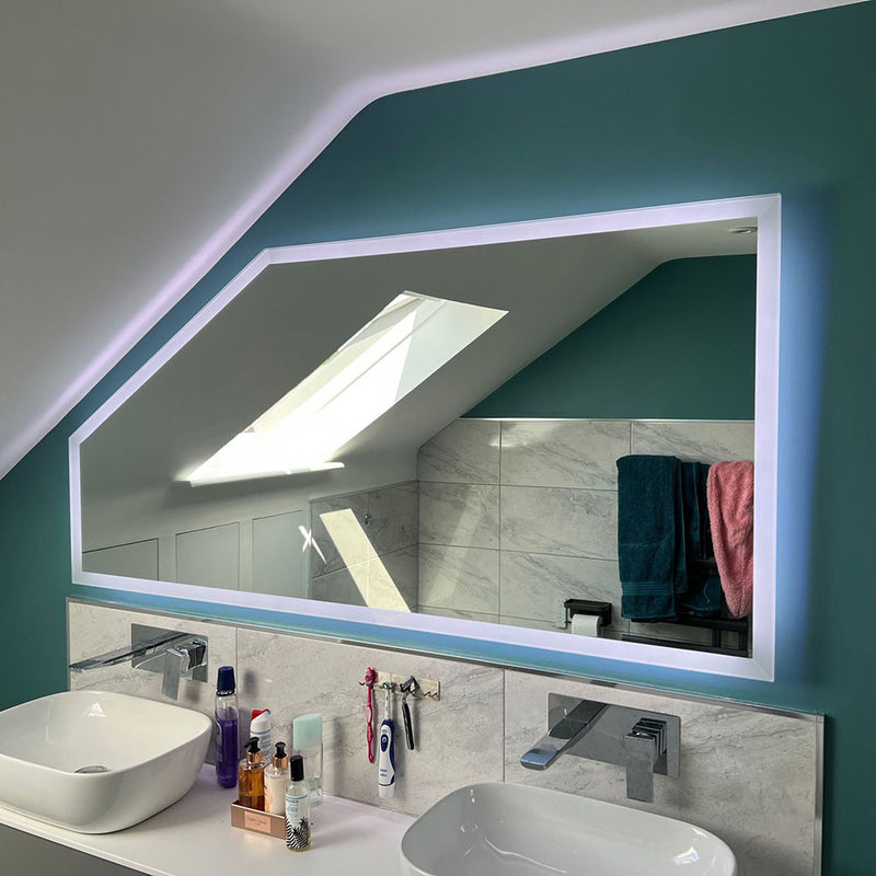 Made to measure Edge-lit trapezium mirror