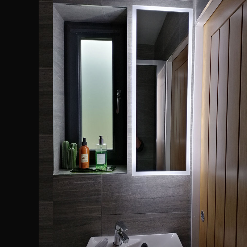 300mm x 1000mm edge-lit mirror with demister