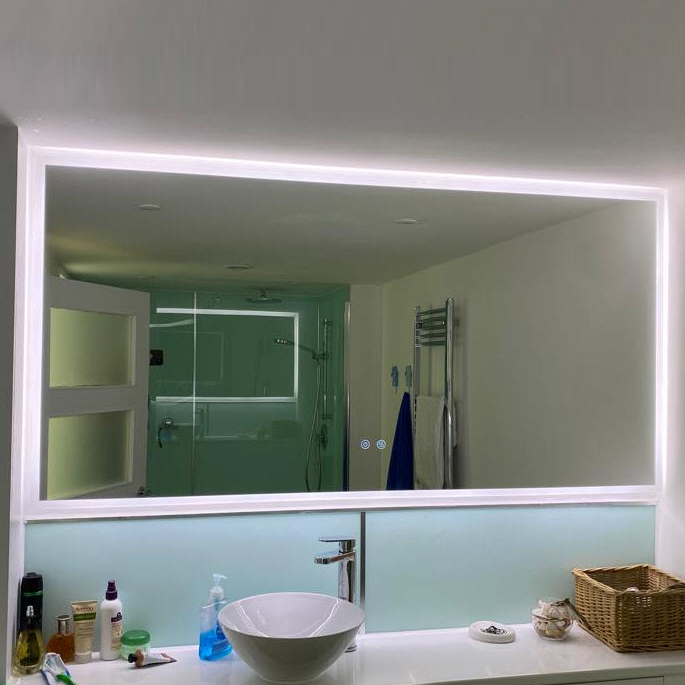 Another classic edge-lit mirror for a happy customer.