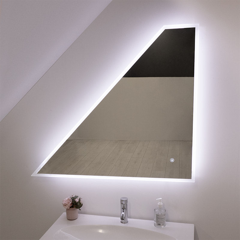 Trapezoidal Acrylic Edge-lit Mirror with touch glass sensor