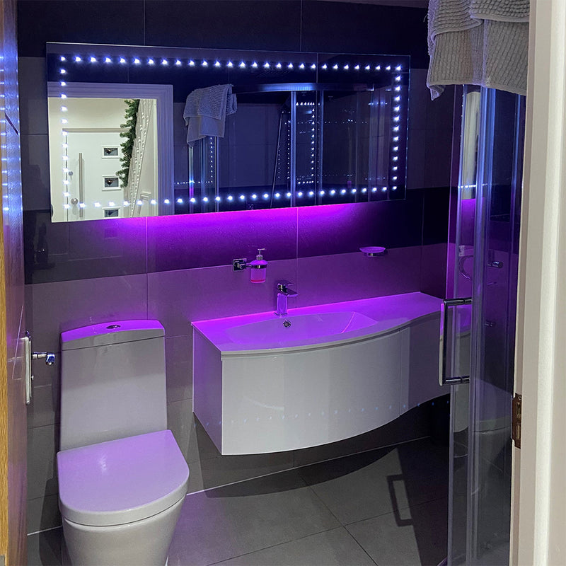 Made to measure LED dot formation mirror with ambient underlighting