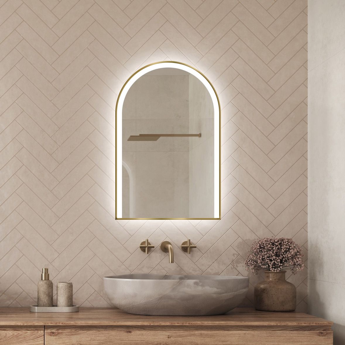 Titus Arched Edge-lit Slim Mirror