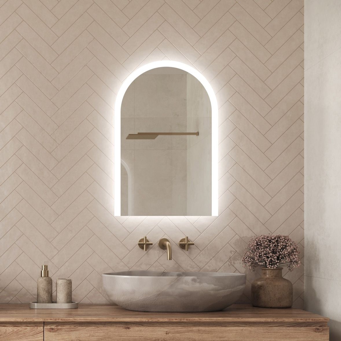 Titus Arched Edge-lit Shaver Mirror