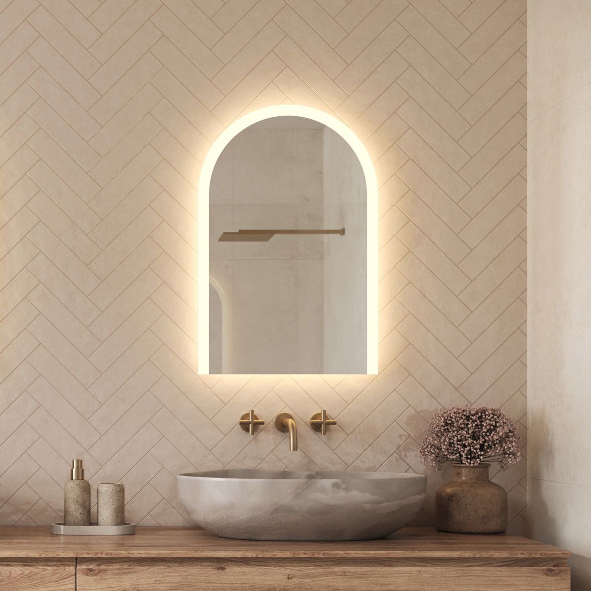 Titus Arched Edge-lit Shaver Mirror
