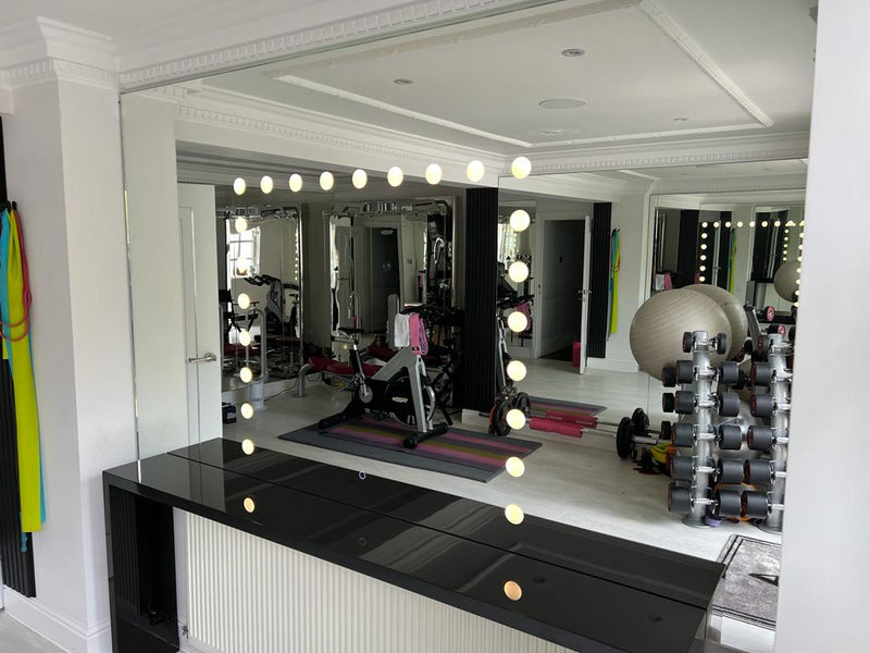 Hollywood vanity mirror wall with dual colour lights,  created for Aleisha Dixon