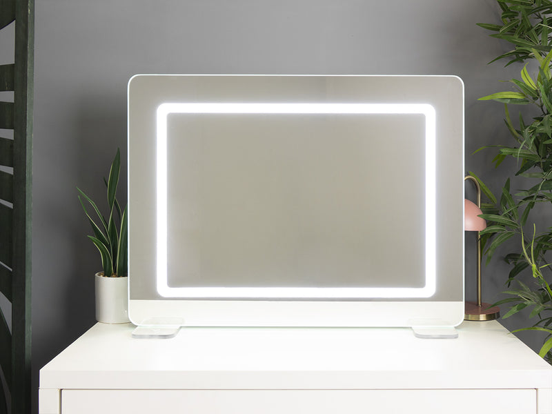 Internal LED bar vanity mirror with acrylic feet
