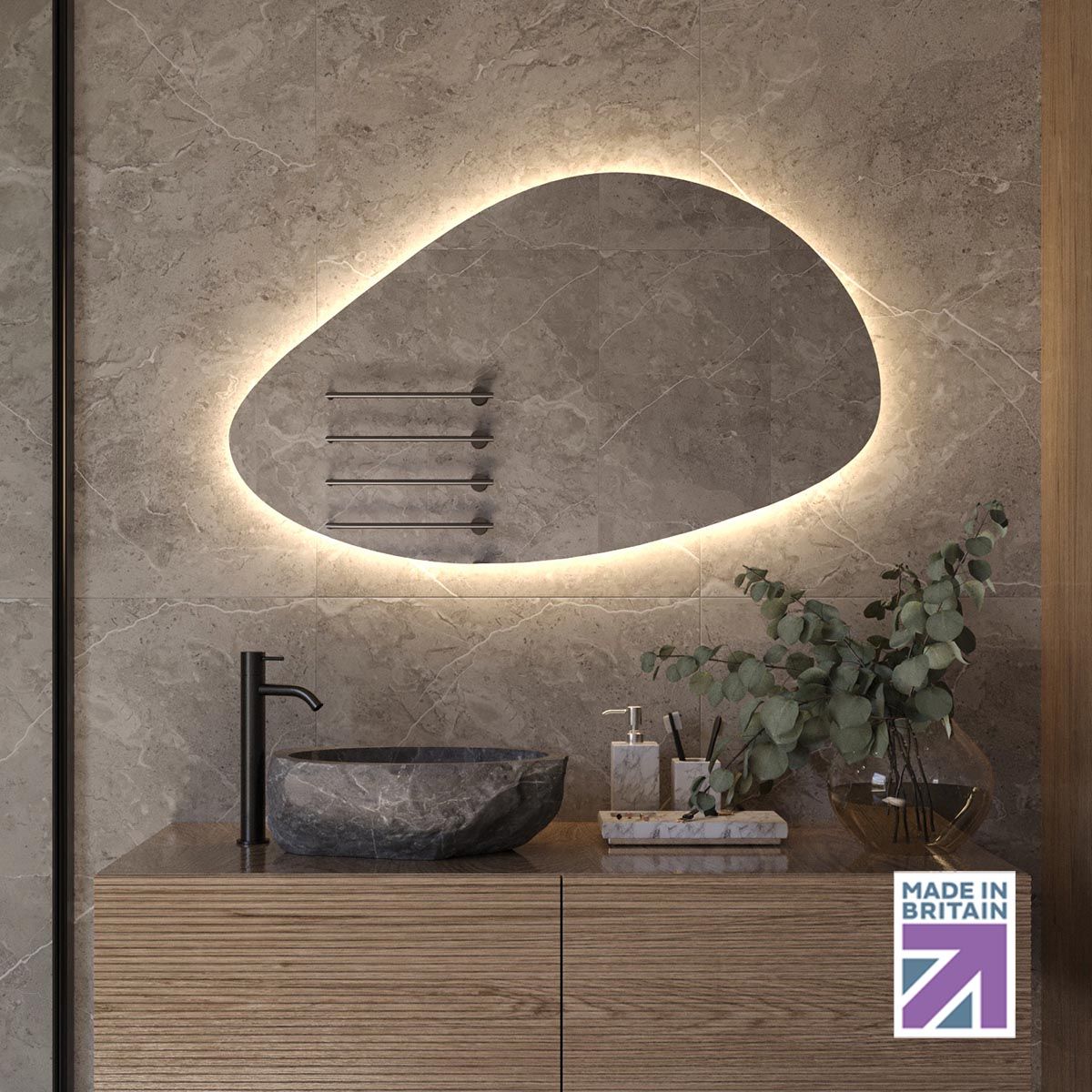 Lulworth Grand Backlit Slim Pebble Mirror