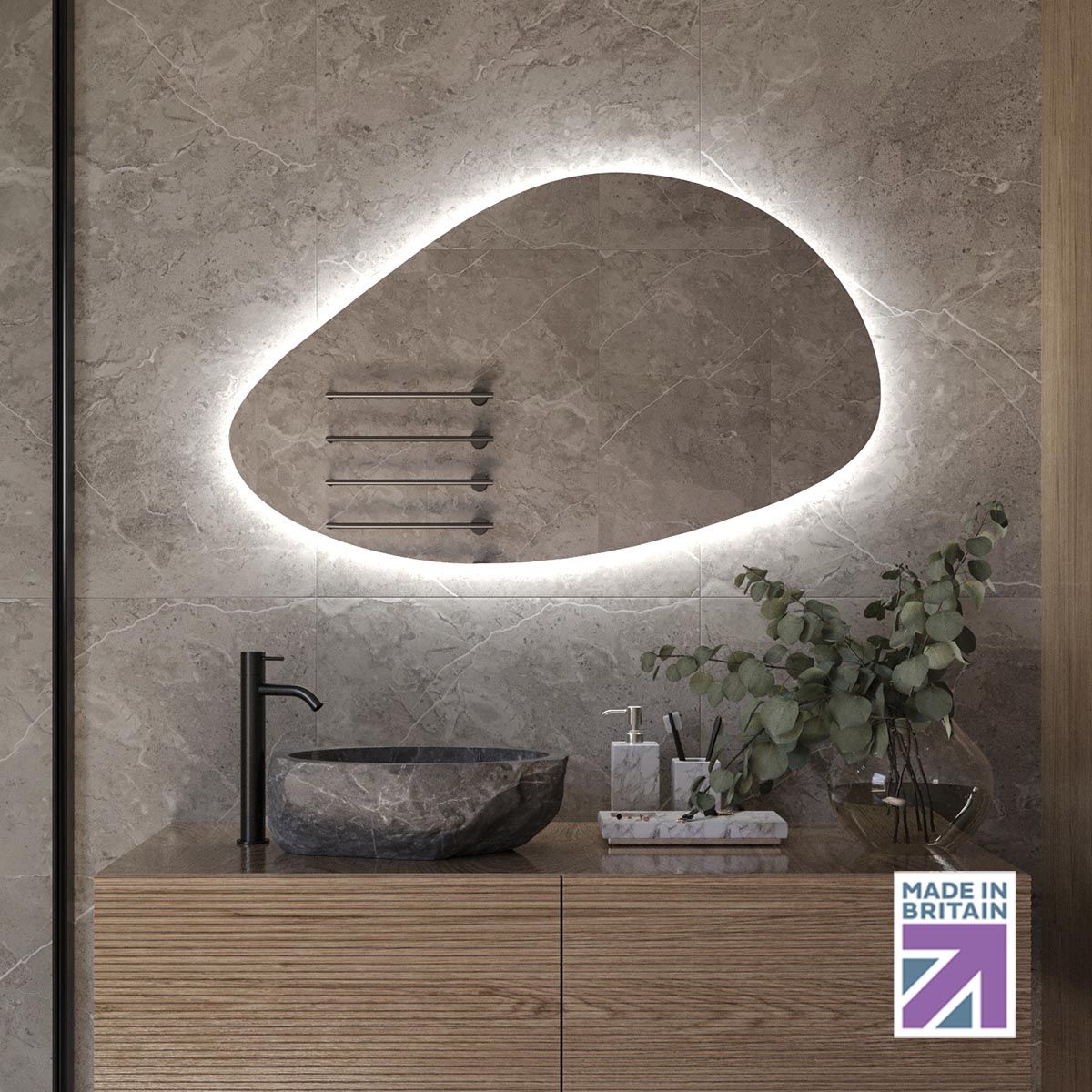 Lulworth Grand Backlit Slim Pebble Mirror