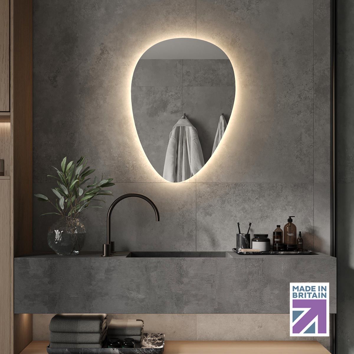 Aldeburgh Backlit Shaver Pebble Mirror
