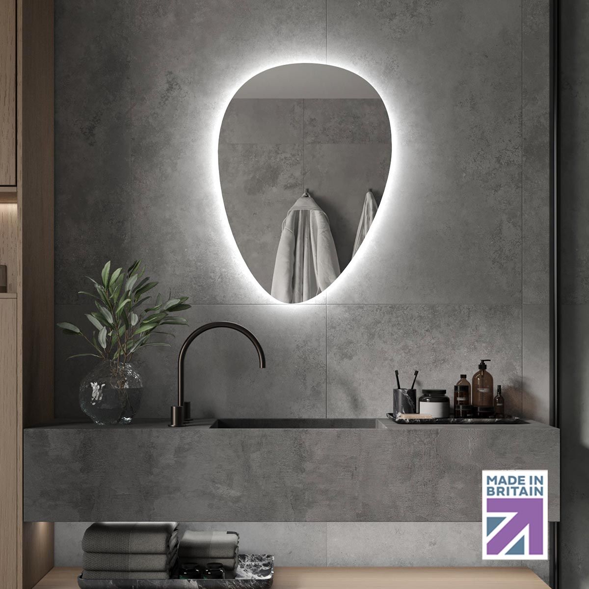 Aldeburgh Backlit Shaver Pebble Mirror