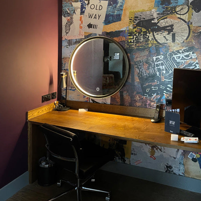 Edge-lit bedroom vanity mirror - picture perfect makeup lighting